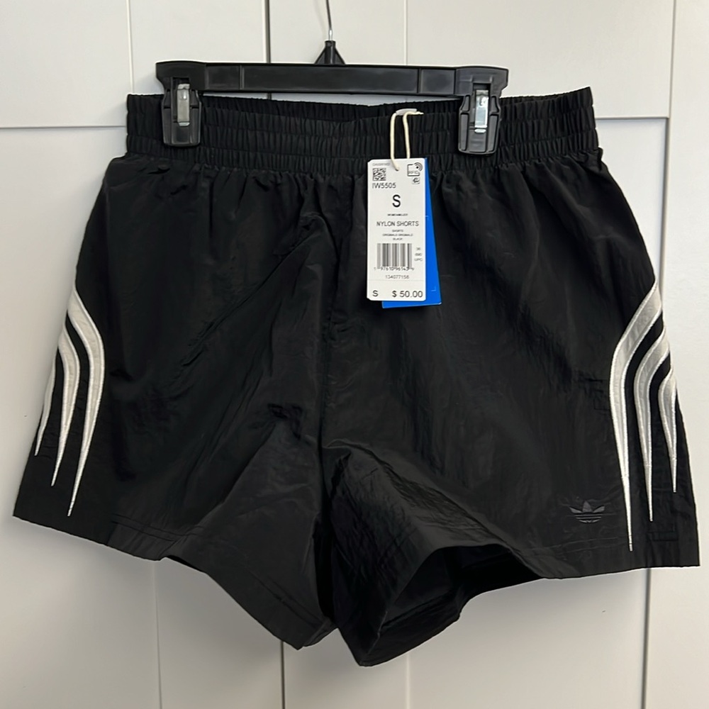 New Women’s Adidas Black Nylon Shorts XS